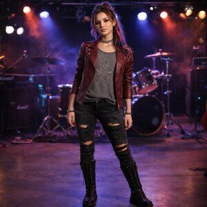 Rock & Republic Studded Eagle Top Size Medium Gray Embellished